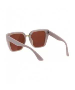 Womens Squared Angular Rectangular Butterfly Cat Eye Plastic Sunglasses - Beige Brown Mirror - CV18GM3E5AH $6.90 Cat Eye