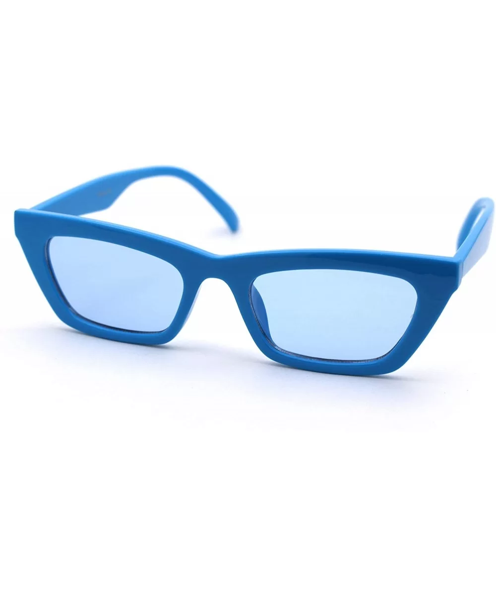 Womens Mod Simple Pop Color Squared Cat Eye Sunglasses - Blue - C718WQD4Y5K $7.66 Cat Eye