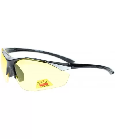 Mens Biker Polarized Yellow Lens Night Riding Half Rim Motorcycle Glasses - Black Silver - C611YAXLUJT $5.51 Sport