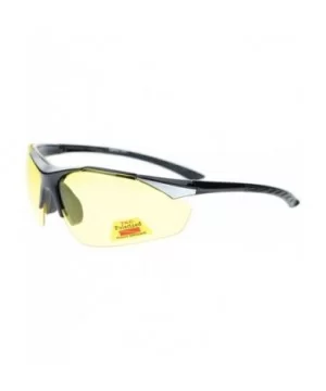 Mens Biker Polarized Yellow Lens Night Riding Half Rim Motorcycle Glasses - Black Silver - C611YAXLUJT $5.51 Sport