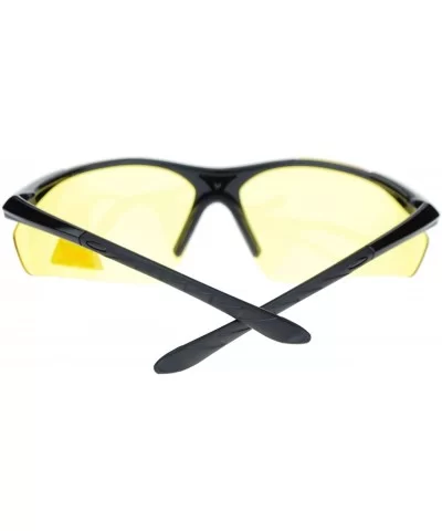 Mens Biker Polarized Yellow Lens Night Riding Half Rim Motorcycle Glasses - Black Silver - C611YAXLUJT $5.51 Sport