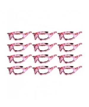 12 PCS Motorcycle Padded Foam Glasses Colored Lens Sunglasses Pink White Silver - 12-moto-camo-pink-clear - CS18CZHMYSD $30.4...