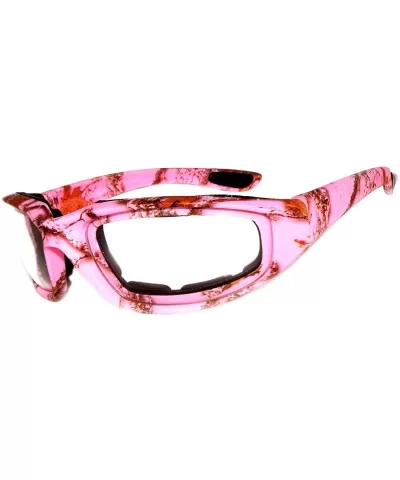 12 PCS Motorcycle Padded Foam Glasses Colored Lens Sunglasses Pink White Silver - 12-moto-camo-pink-clear - CS18CZHMYSD $30.4...