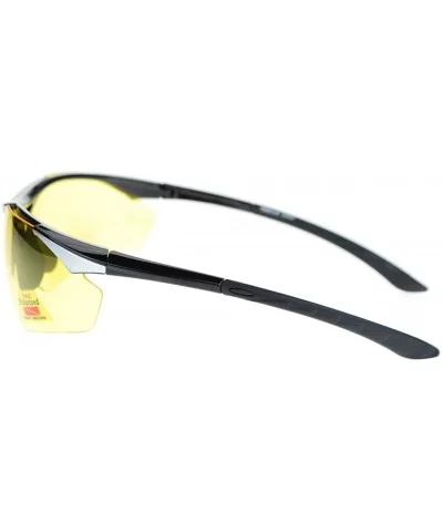 Mens Biker Polarized Yellow Lens Night Riding Half Rim Motorcycle Glasses - Black Silver - C611YAXLUJT $5.51 Sport