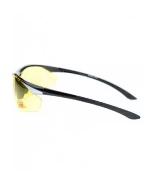 Mens Biker Polarized Yellow Lens Night Riding Half Rim Motorcycle Glasses - Black Silver - C611YAXLUJT $5.51 Sport