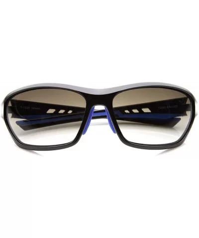 Modern Two-Tone Color TR90 Ventilated Frame Sport Sunglasses (Black-Blue) - CY11EV5B047 $10.47 Sport