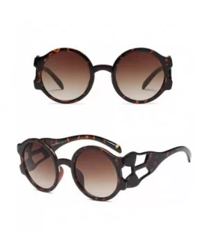 Ladies Sunglasses Round Hollow Thick Big Frame Fashion Sun Glasses Women Gift - Leopard - CT18L3RYKLS $7.67 Oversized