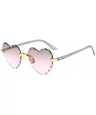 Heart Shaped Sunglasses for Women Fashion Casual Polarized Vintage Retro Cat Eye Frameless Sun Glasses - B - CN190ORX6W3 $5.3...