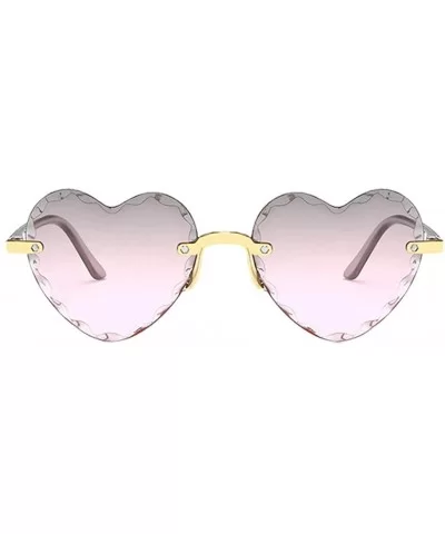 Heart Shaped Sunglasses for Women Fashion Casual Polarized Vintage Retro Cat Eye Frameless Sun Glasses - B - CN190ORX6W3 $5.3...