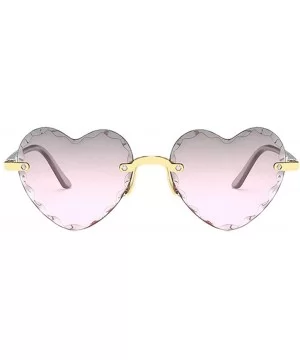 Heart Shaped Sunglasses for Women Fashion Casual Polarized Vintage Retro Cat Eye Frameless Sun Glasses - B - CN190ORX6W3 $5.3...