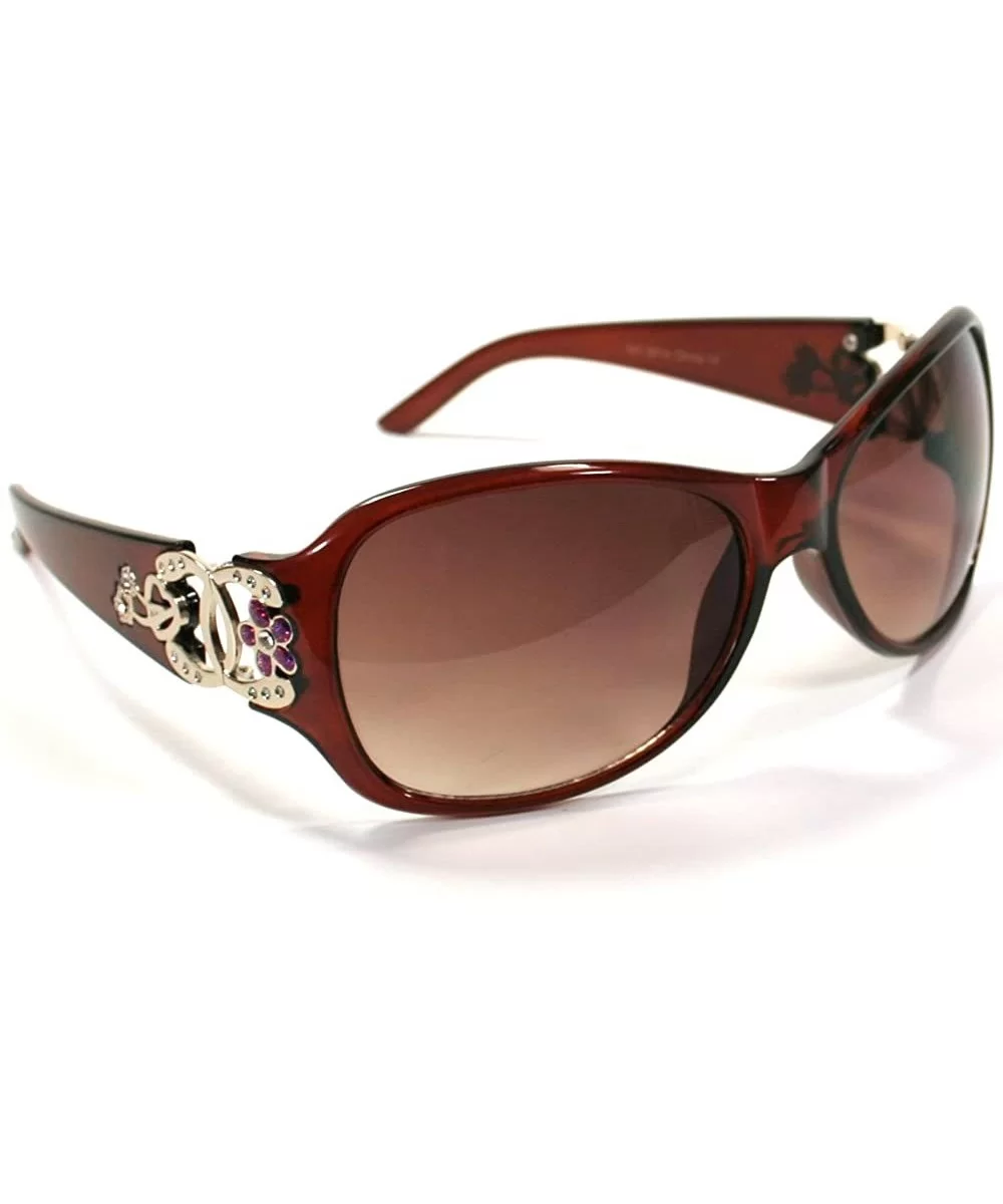 Celebrity Inspired Sunglasses For Women 3014 - Brown - CR11ETSU0IX $6.96 Shield