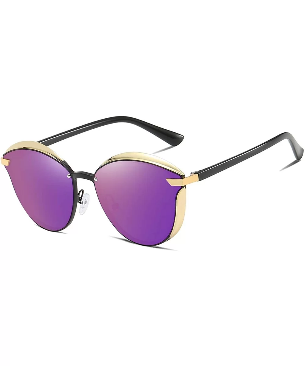 Mens Polarized Sunglasses Oval Alloy Frame for Driving UV400 Protection - Purple - CE18XZOCCYK $12.68 Sport