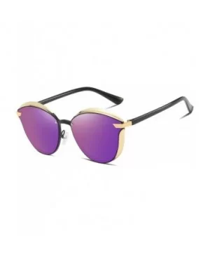 Mens Polarized Sunglasses Oval Alloy Frame for Driving UV400 Protection - Purple - CE18XZOCCYK $12.68 Sport