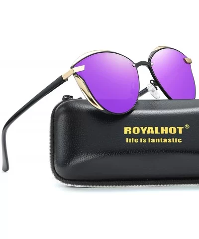 Mens Polarized Sunglasses Oval Alloy Frame for Driving UV400 Protection - Purple - CE18XZOCCYK $12.68 Sport