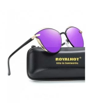 Mens Polarized Sunglasses Oval Alloy Frame for Driving UV400 Protection - Purple - CE18XZOCCYK $12.68 Sport