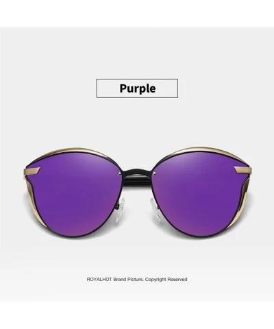 Mens Polarized Sunglasses Oval Alloy Frame for Driving UV400 Protection - Purple - CE18XZOCCYK $12.68 Sport