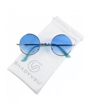 Retro John Lennon Style Sunglasses Round Colorful Tint Groovy Hippie Wire Shades - Blue - CW1868HLKU5 $10.69 Wrap