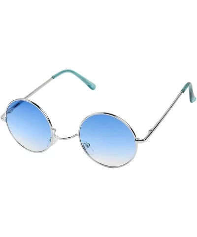 Retro John Lennon Style Sunglasses Round Colorful Tint Groovy Hippie Wire Shades - Blue - CW1868HLKU5 $10.69 Wrap