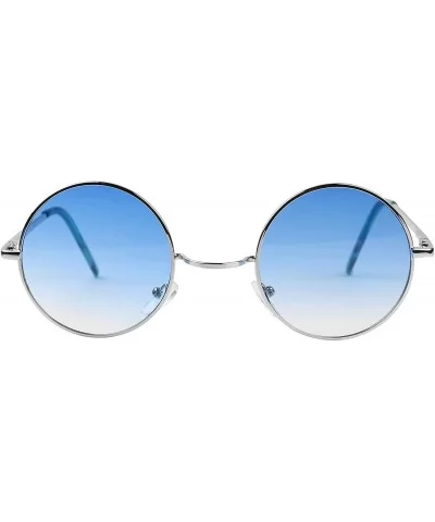 Retro John Lennon Style Sunglasses Round Colorful Tint Groovy Hippie Wire Shades - Blue - CW1868HLKU5 $10.69 Wrap