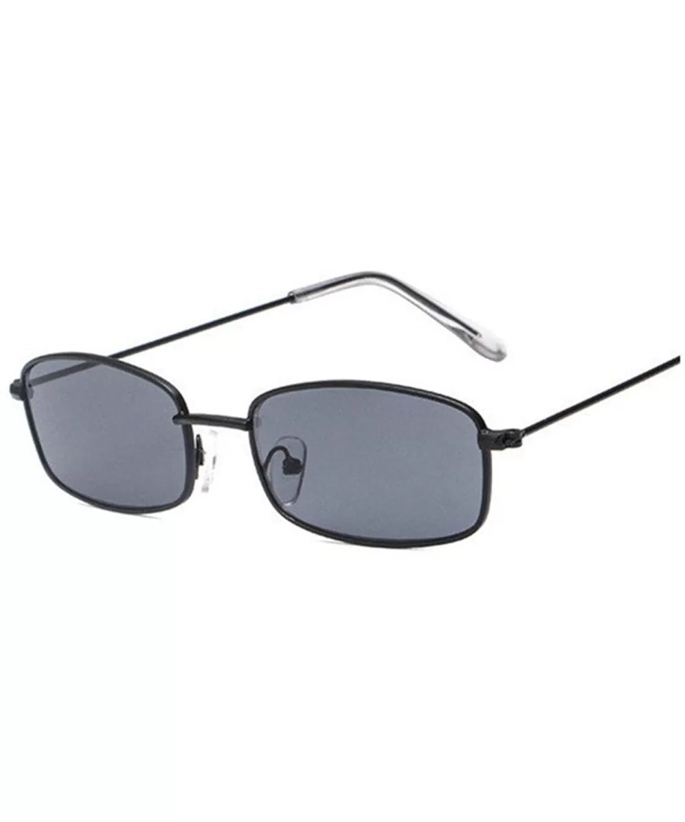 Small Rectangle Sunglasses Women Men Retro Sun Glasses Luxury Er Vintage Metal Eyewear UV400 Party - Black - CJ198AHX88N $21....