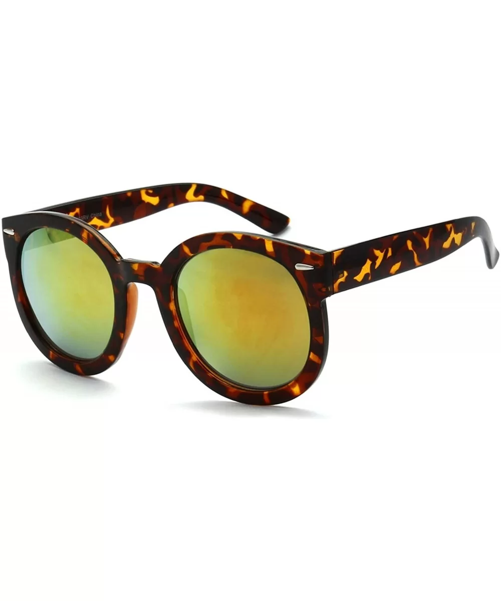 Urban Fashion 70s Thick Frame Reflective Lens Round Sunglasses - Multi-color - C118YN2Z7WR $5.41 Round