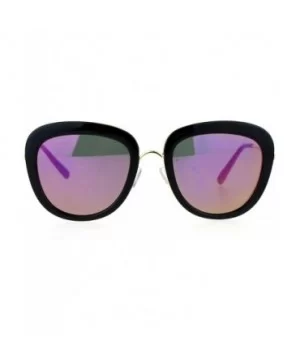 Womens Mirrored Mirror Lens Metal Core Brow Trim Butterfly Sunglasses - Black Purple - CH12FLPI8E5 $10.55 Butterfly