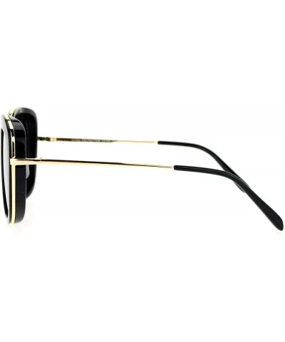 Womens Mirrored Mirror Lens Metal Core Brow Trim Butterfly Sunglasses - Black Purple - CH12FLPI8E5 $10.55 Butterfly