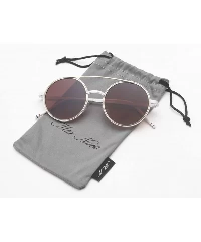 Round Retro Fashion Sunglasses - White-gold - CC18G2WIEH4 $13.97 Round