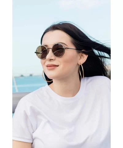 Round Retro Fashion Sunglasses - White-gold - CC18G2WIEH4 $13.97 Round