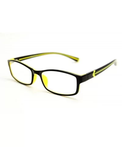 Double Injection Lightweight Reading Glasses Free Case - Black Yellow 2 Tone - CF12N43FOYJ $22.14 Rectangular