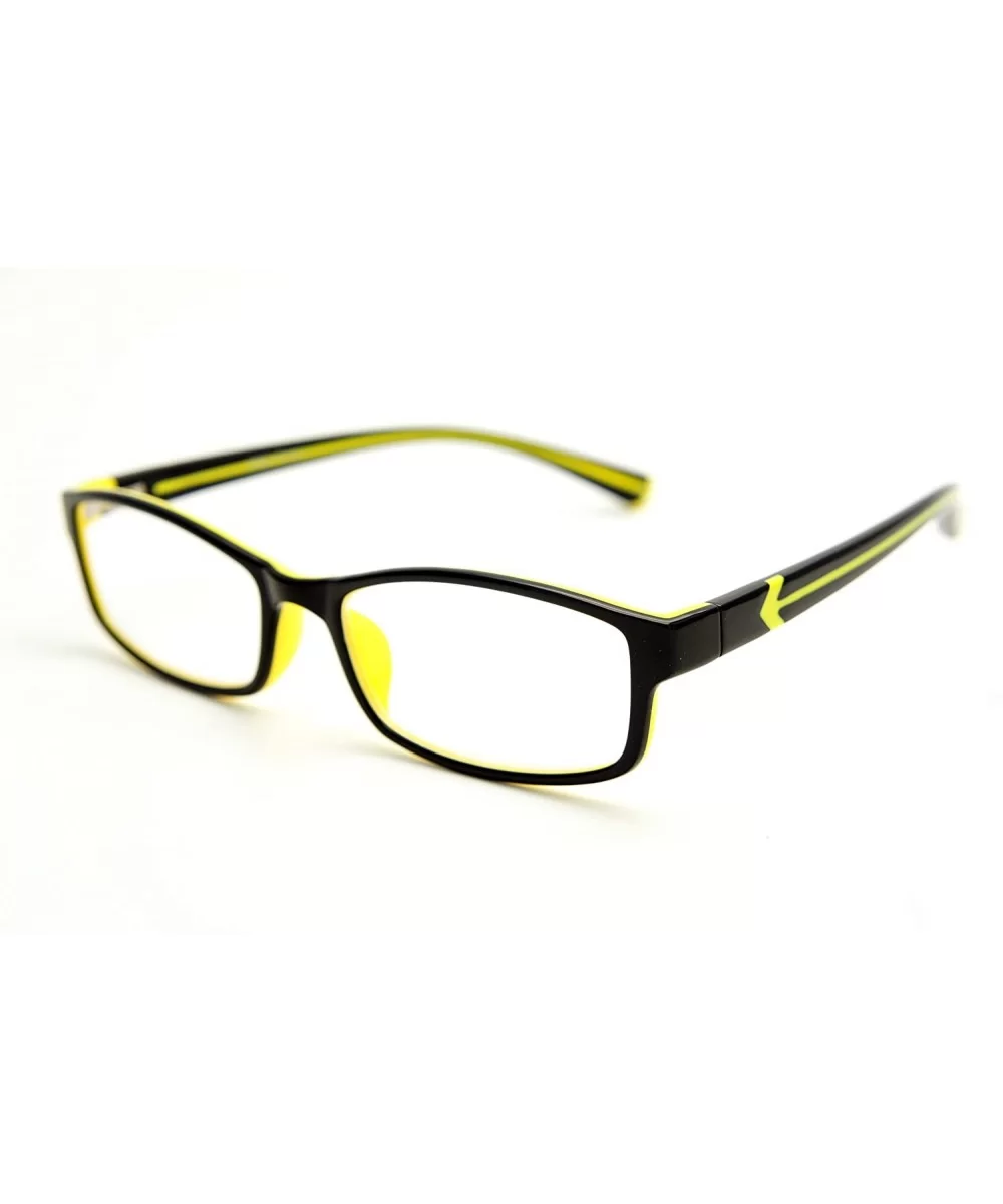 Double Injection Lightweight Reading Glasses Free Case - Black Yellow 2 Tone - CF12N43FOYJ $22.14 Rectangular