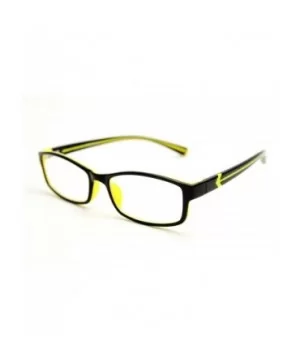 Double Injection Lightweight Reading Glasses Free Case - Black Yellow 2 Tone - CF12N43FOYJ $22.14 Rectangular