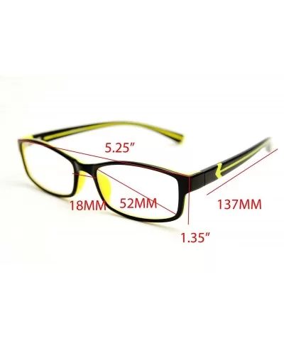 Double Injection Lightweight Reading Glasses Free Case - Black Yellow 2 Tone - CF12N43FOYJ $22.14 Rectangular