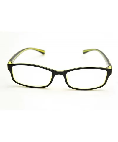 Double Injection Lightweight Reading Glasses Free Case - Black Yellow 2 Tone - CF12N43FOYJ $22.14 Rectangular