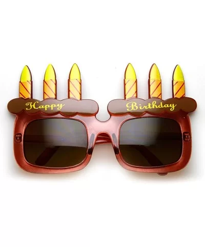 Happy Birthday Cake and Candles Party Favor Celebration Sunglasses - Brown Brown - CQ11P6OEVBV $8.22 Oversized