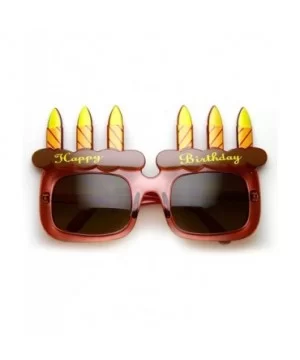 Happy Birthday Cake and Candles Party Favor Celebration Sunglasses - Brown Brown - CQ11P6OEVBV $8.22 Oversized