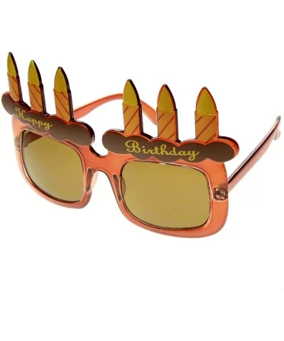 Happy Birthday Cake and Candles Party Favor Celebration Sunglasses - Brown Brown - CQ11P6OEVBV $8.22 Oversized