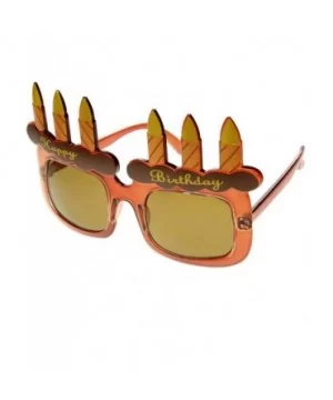 Happy Birthday Cake and Candles Party Favor Celebration Sunglasses - Brown Brown - CQ11P6OEVBV $8.22 Oversized