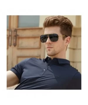 Retro Oversized Polarized Pilot Sunglasses For Men UV400 Protection Lenses Metal Frame - 4 - C1183GQ26A7 $10.21 Square