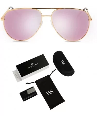 WealthyShades- Aviator sunglasses Mirrored flat lens - Oversized- Polarized For Women and Men UV400 - CY1807YM92W $9.63 Sport