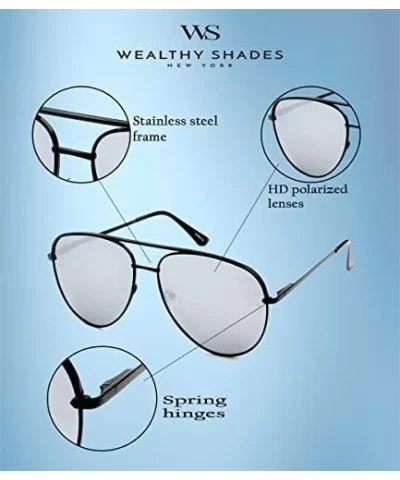 WealthyShades- Aviator sunglasses Mirrored flat lens - Oversized- Polarized For Women and Men UV400 - CY1807YM92W $9.63 Sport