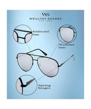 WealthyShades- Aviator sunglasses Mirrored flat lens - Oversized- Polarized For Women and Men UV400 - CY1807YM92W $9.63 Sport