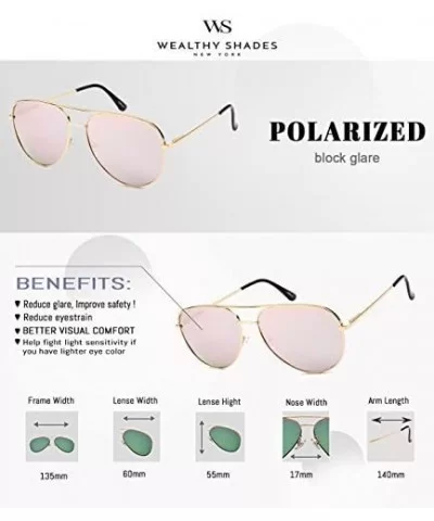 WealthyShades- Aviator sunglasses Mirrored flat lens - Oversized- Polarized For Women and Men UV400 - CY1807YM92W $9.63 Sport