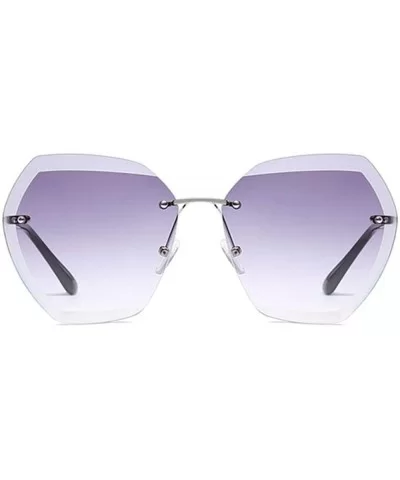 Pink Gradient Rimless Sunglasses For Women Oversized Eyewear New Transparent - Blue - CH18Y2QYHQ4 $5.41 Rimless