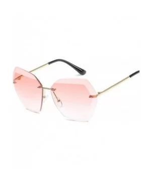 Pink Gradient Rimless Sunglasses For Women Oversized Eyewear New Transparent - Blue - CH18Y2QYHQ4 $5.41 Rimless