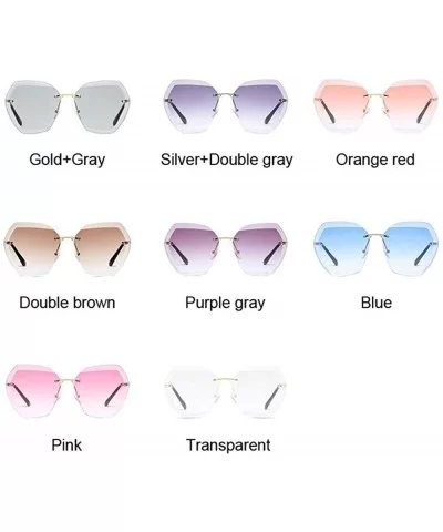 Pink Gradient Rimless Sunglasses For Women Oversized Eyewear New Transparent - Blue - CH18Y2QYHQ4 $5.41 Rimless