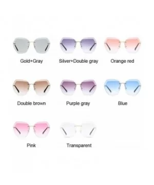 Pink Gradient Rimless Sunglasses For Women Oversized Eyewear New Transparent - Blue - CH18Y2QYHQ4 $5.41 Rimless