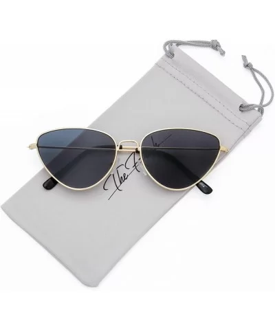 Vintage Narrow Cat Eye Tinted Lens Sunglasses for Women Gift Box - 5-gold - CY18C6AGEK6 $9.14 Cat Eye