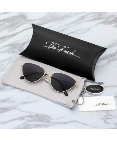 Vintage Narrow Cat Eye Tinted Lens Sunglasses for Women Gift Box - 5-gold - CY18C6AGEK6 $9.14 Cat Eye