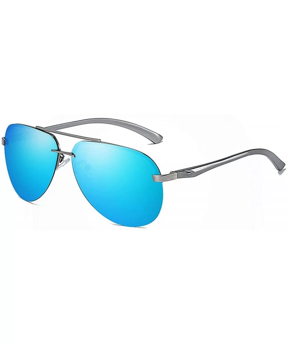 RimlPilot Polarized Sunglasses Men Aluminum Magnesium Sun Glasses Women Driving Shades - Gun Blue - CF197Y7KT7T $16.97 Round